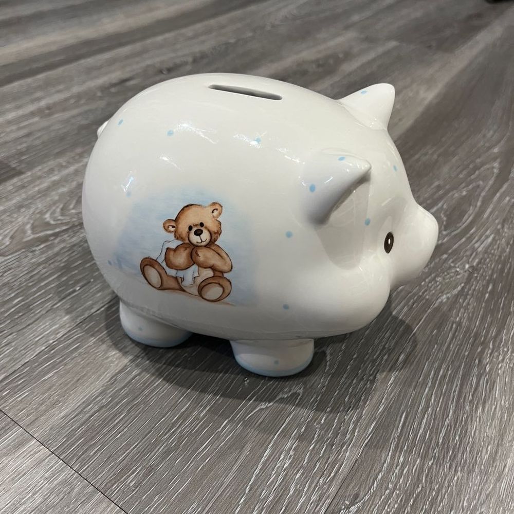 Gund Baby Boy Piggy Bank Giftable 4.25” High